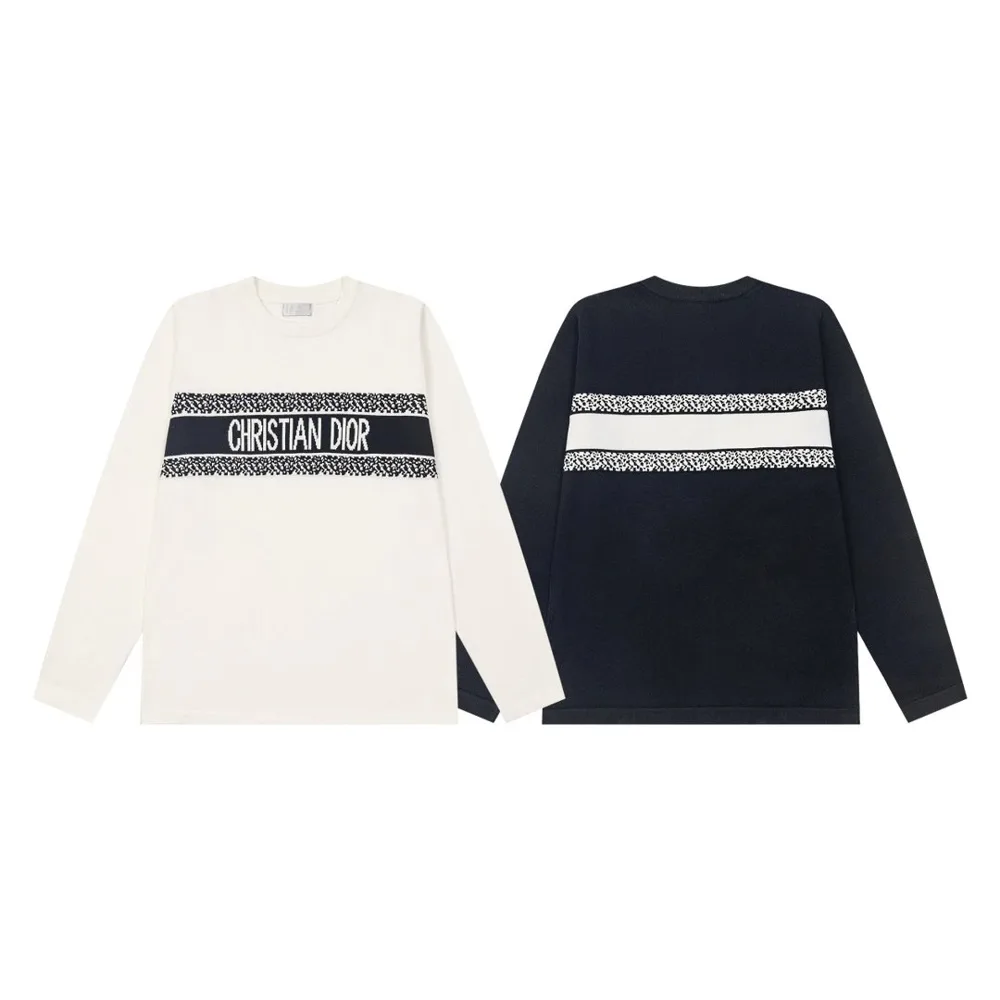 Dior-Style Logo Stripe Long Sleeve Tee — T-Shirts find on the LitBuy Spreadsheet