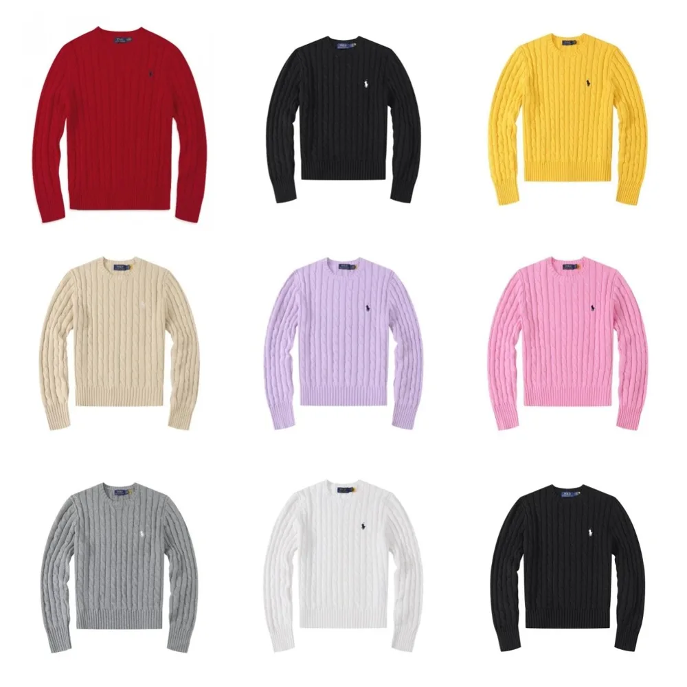 Polo-Style Cable Knit Crewneck